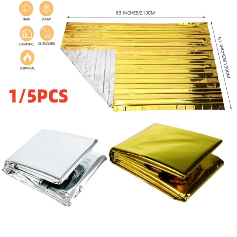 Survival Blanket Reflective - 130x210cm Heavy‑Duty Mylar Foil Emergency Blanket,