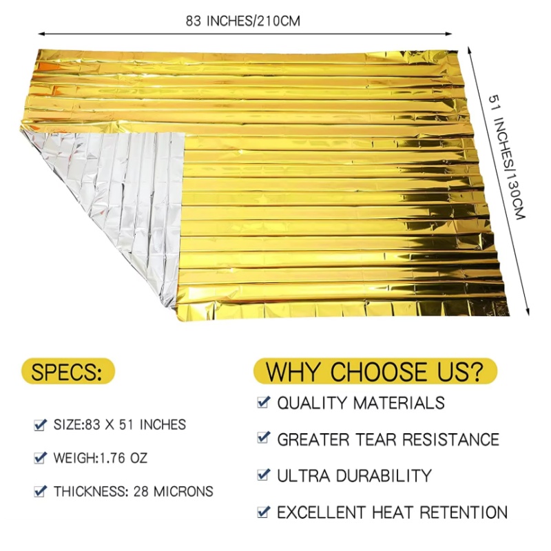 130x210cm Heavy‑Duty Mylar Foi - огляд і ціна Survival Blanket Reflective