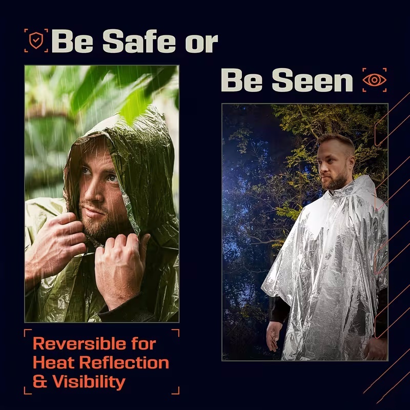 Portable Emergency Poncho 4‑Pi - огляд і ціна Survival Blanket Reflective