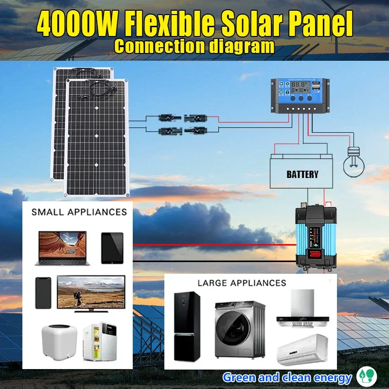 4000W Solar Panel Kit 12V To 1 - огляд і ціна Solar Emergency Charger